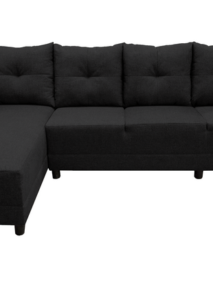 Sala Esquinera en U El Bazar Store Hera Negro 160x275x215 cm, 4 Salas en 1, Tela Lino nacional, Modular, Chaise, love seat, sofa