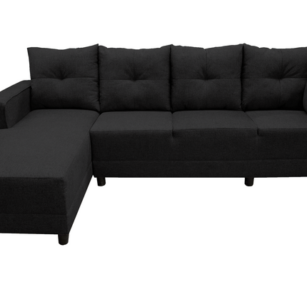 Sala Esquinera en U El Bazar Store Hera Negro 160x275x215 cm, 4 Salas en 1, Tela Lino nacional, Modular, Chaise, love seat, sofa