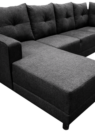 Sala Esquinera El Bazar Store Freya Gris Oxford 275x160 cm, Tela Lino nacional, Modular