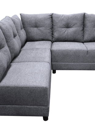 Sala Esquinera El Bazar Store Loki Gris plata 200x215 cm, Tela Lino nacional, Modular