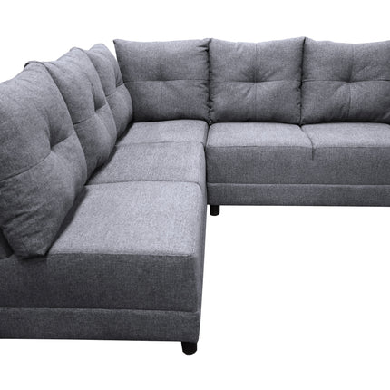 Sala Esquinera El Bazar Store Loki Gris plata 200x215 cm, Tela Lino nacional, Modular