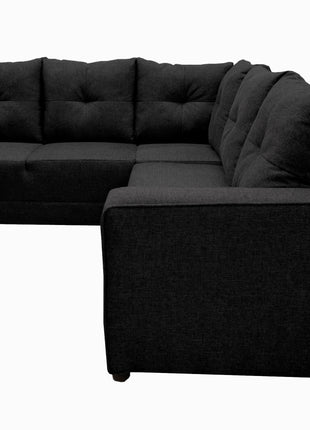 Sala Esquinera El Bazar Store Loki Negro 200x215 cm, Tela Lino nacional, Modular