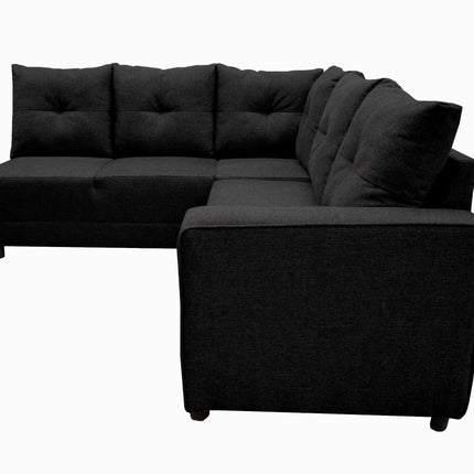 Sala Esquinera El Bazar Store Loki Negro 200x215 cm, Tela Lino nacional, Modular