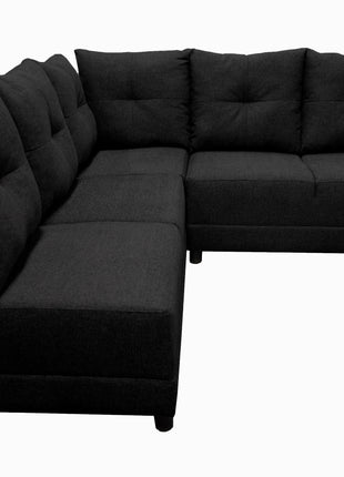 Sala Esquinera El Bazar Store Loki Negro 200x215 cm, Tela Lino nacional, Modular