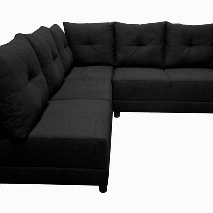 Sala Esquinera El Bazar Store Loki Negro 200x215 cm, Tela Lino nacional, Modular