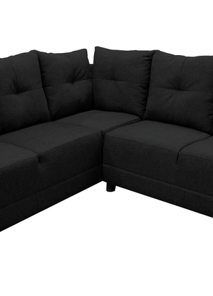 Sala Esquinera El Bazar Store Loki Negro 200x215 cm, Tela Lino nacional, Modular