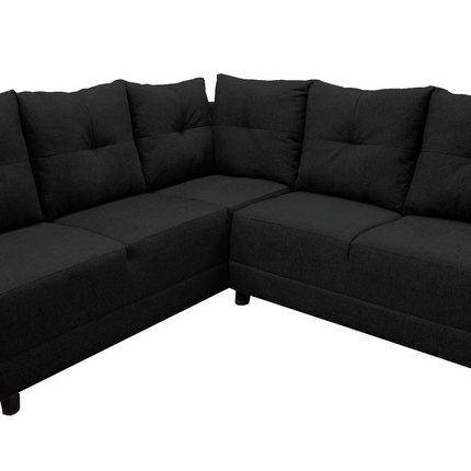 Sala Esquinera El Bazar Store Loki Negro 200x215 cm, Tela Lino nacional, Modular