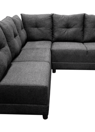 Sala Esquinera El Bazar Store Loki Gris Oxford 200x215 cm, Tela Lino nacional, Modular