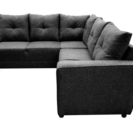 Sala Esquinera El Bazar Store Loki Gris Oxford 200x215 cm, Tela Lino nacional, Modular