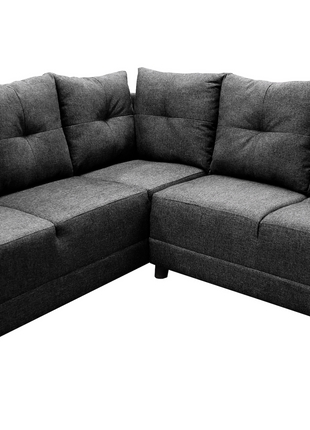 Sala Esquinera en U El Bazar Store Hera Gris Oxford 160x275x215 cm, 4 Salas en 1, Tela Lino nacional, Modular