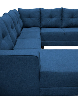 Sala Esquinera en U El Bazar Store Hera Azul marino 160x275x215 cm, 4 Salas en 1, Tela Lino nacional, Modular, Chaise, love seat, sofa