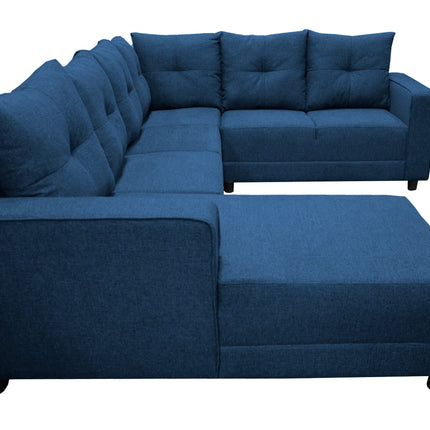 Sala Esquinera en U El Bazar Store Hera Azul marino 160x275x215 cm, 4 Salas en 1, Tela Lino nacional, Modular, Chaise, love seat, sofa