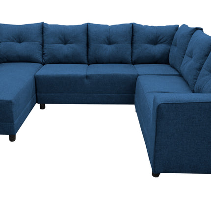 Sala Esquinera en U El Bazar Store Hera Azul marino 160x275x215 cm, 4 Salas en 1, Tela Lino nacional, Modular, Chaise, love seat, sofa