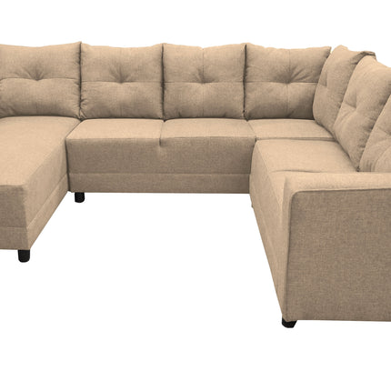 Sala Esquinera en U El Bazar Store Hera Beige 160x275x215 cm, 4 Salas en 1, Tela Lino nacional, Modular, chaise, love seat y sofa