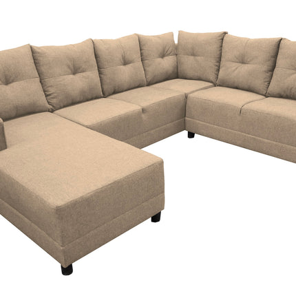 Sala Esquinera en U El Bazar Store Hera Beige 160x275x215 cm, 4 Salas en 1, Tela Lino nacional, Modular, chaise, love seat y sofa