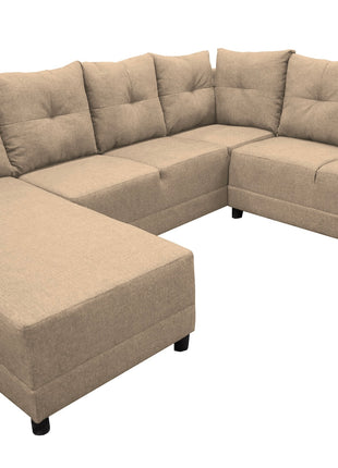 Sala Esquinera en U El Bazar Store Hera 160x275x215 cm, 4 Salas en 1, Tela Lino nacional, Modular