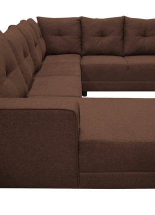 Sala Esquinera en U El Bazar Store Hera Chocolate 160x275x215 cm, 4 Salas en 1, Tela Lino nacional, Modular, chaise, love seat, sofa
