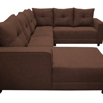 Sala Esquinera en U El Bazar Store Hera Chocolate 160x275x215 cm, 4 Salas en 1, Tela Lino nacional, Modular, chaise, love seat, sofa