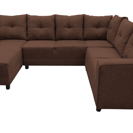 Sala Esquinera en U El Bazar Store Hera Chocolate 160x275x215 cm, 4 Salas en 1, Tela Lino nacional, Modular, chaise, love seat, sofa