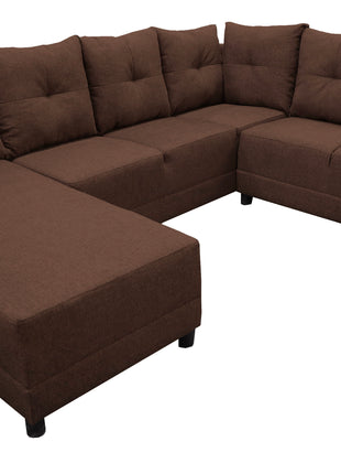 Sala Esquinera en U El Bazar Store Hera Chocolate 160x275x215 cm, 4 Salas en 1, Tela Lino nacional, Modular, chaise, love seat, sofa