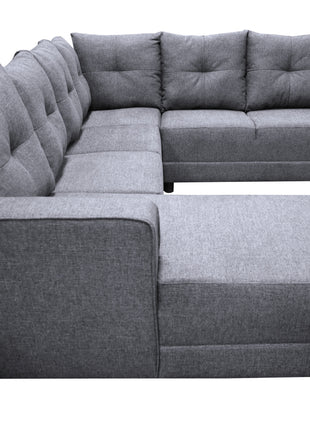 Sala Esquinera en U El Bazar Store Hera Gris plata 160x275x215 cm, 4 Salas en 1, Tela Lino nacional, Modular, chaise, love seat, sofa