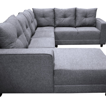 Sala Esquinera en U El Bazar Store Hera Gris plata 160x275x215 cm, 4 Salas en 1, Tela Lino nacional, Modular, chaise, love seat, sofa