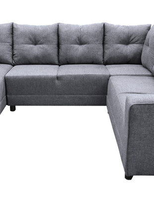 Sala Esquinera en U El Bazar Store Hera Gris plata 160x275x215 cm, 4 Salas en 1, Tela Lino nacional, Modular, chaise, love seat, sofa