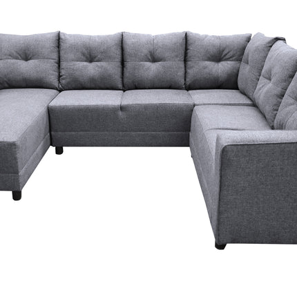 Sala Esquinera en U El Bazar Store Hera Gris plata 160x275x215 cm, 4 Salas en 1, Tela Lino nacional, Modular, chaise, love seat, sofa