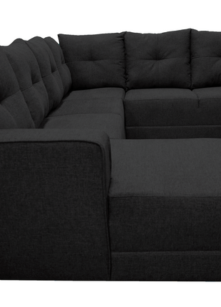 Sala Esquinera en U El Bazar Store Hera Negro 160x275x215 cm, 4 Salas en 1, Tela Lino nacional, Modular, Chaise, love seat, sofa