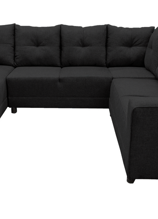 Sala Esquinera en U El Bazar Store Hera Negro 160x275x215 cm, 4 Salas en 1, Tela Lino nacional, Modular, Chaise, love seat, sofa