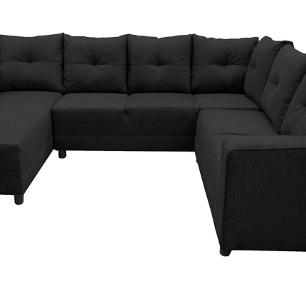 Sala Esquinera en U El Bazar Store Hera Negro 160x275x215 cm, 4 Salas en 1, Tela Lino nacional, Modular, Chaise, love seat, sofa