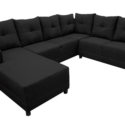 Sala Esquinera en U El Bazar Store Hera Negro 160x275x215 cm, 4 Salas en 1, Tela Lino nacional, Modular, Chaise, love seat, sofa