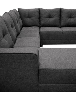 Sala Esquinera en U El Bazar Store Hera Gris Oxford 160x275x215 cm, 4 Salas en 1, Tela Lino nacional, Modular