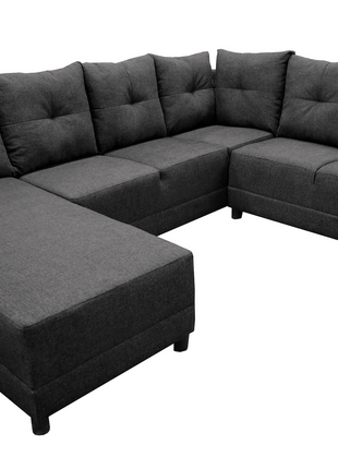 Sala Esquinera en U El Bazar Store Hera Gris Oxford 160x275x215 cm, 4 Salas en 1, Tela Lino nacional, Modular