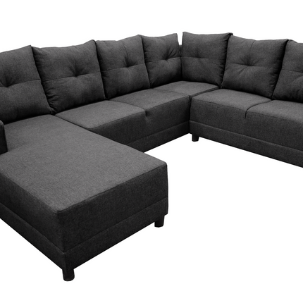 Sala Esquinera en U El Bazar Store Hera Gris Oxford 160x275x215 cm, 4 Salas en 1, Tela Lino nacional, Modular