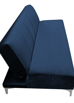 Sofa Cama Reclinable El Bazar Store Miami Azul marino terciopelo, Futon 3 posiciones, Sala, Love Seat