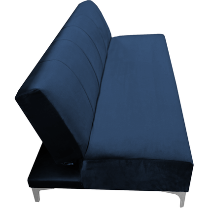 Sofa Cama Reclinable El Bazar Store Miami Azul marino terciopelo, Futon 3 posiciones, Sala, Love Seat
