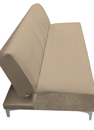 Sofa Cama Reclinable El Bazar Store Miami Beige terciopelo, Futon 3 posiciones, Sala, Love Seat