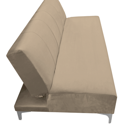 Sofa Cama Reclinable El Bazar Store Miami Beige terciopelo, Futon 3 posiciones, Sala, Love Seat