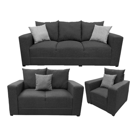 Sala Modular 3-2-1 El Bazar Store Miami Gris Oxford, Sofa, Love seat y sillon