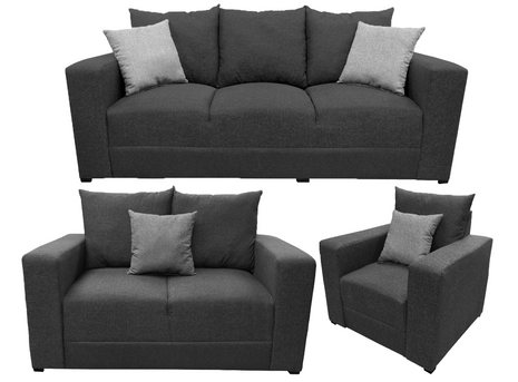 Sala Modular 3-2-1 El Bazar Store Miami Gris Oxford, Sofa, Love seat y sillon
