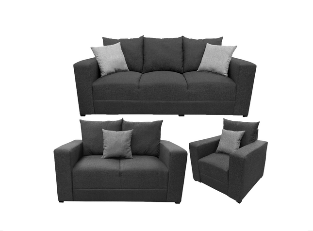 Sala Modular 3-2-1 El Bazar Store Miami Gris Oxford, Sofa, Love seat y sillon