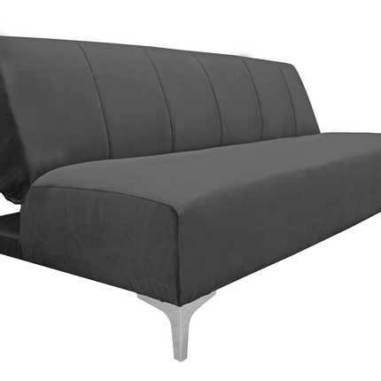 Sofa Cama Reclinable El Bazar Store Miami Gris Oxford terciopelo, Futon 3 posiciones, Sala, Love Seat