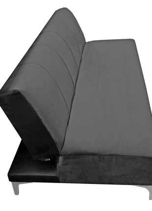 Sofa Cama Reclinable El Bazar Store Miami Gris Oxford terciopelo, Futon 3 posiciones, Sala, Love Seat