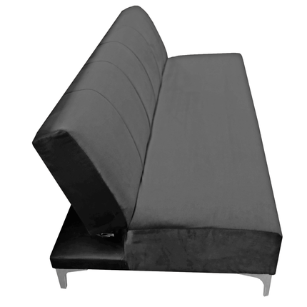 Sofa Cama Reclinable El Bazar Store Miami Gris Oxford terciopelo, Futon 3 posiciones, Sala, Love Seat