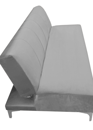 Sofa Cama Reclinable El Bazar Store Miami Plata terciopelo, Futon 3 posiciones, Sala, Love Seat