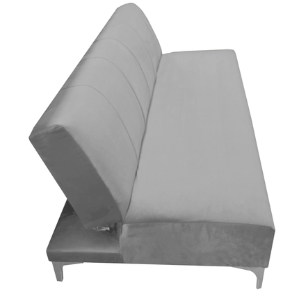 Sofa Cama Reclinable El Bazar Store Miami Plata terciopelo, Futon 3 posiciones, Sala, Love Seat