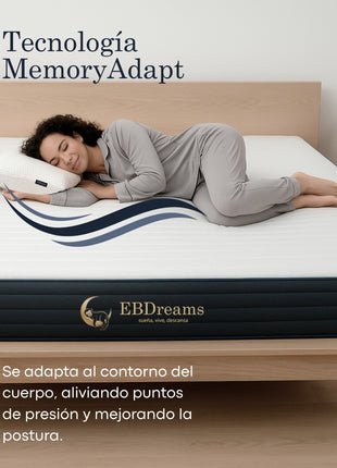 Colchón Queen EBDreams Zand Firme Blanco 4 tecnologías Memory Foam Hecho en México El Bazar Store