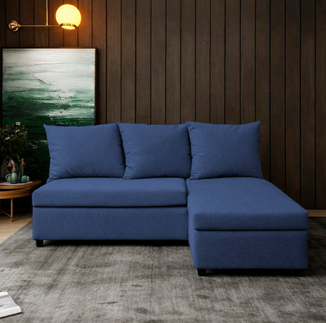 Sala Esquinera Modular El Bazar Store Tromso Azul Marino 160x130 cm Lado Izquierdo ó Drecho Tela Lino nacional
