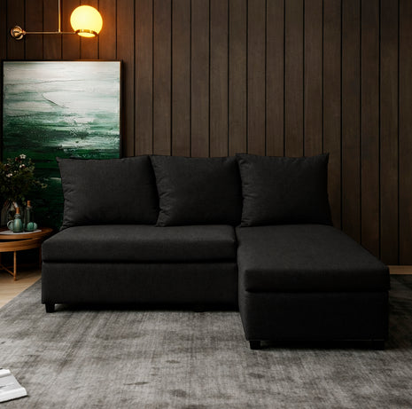 Sala Esquinera Modular El Bazar Store Tromso Negro 160x130 cm Lado Izquierdo ó Drecho Tela Lino nacional